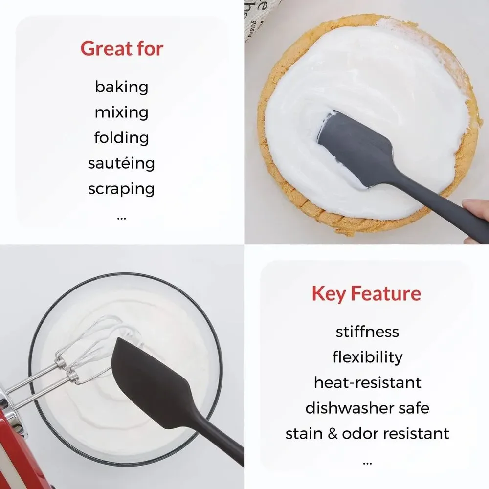 Elihome Chef Series 3 Piece Silicone Spatula Set - 600°F Heat Resistant Non